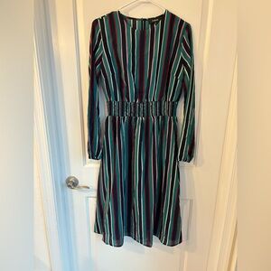 Aakaa Vibrant Striped Long Sleeve Dress